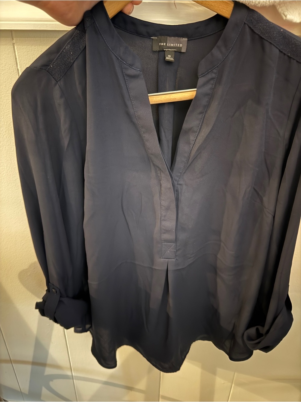 The Limited Navy Split V-Neck Long-Sleeve Tunic